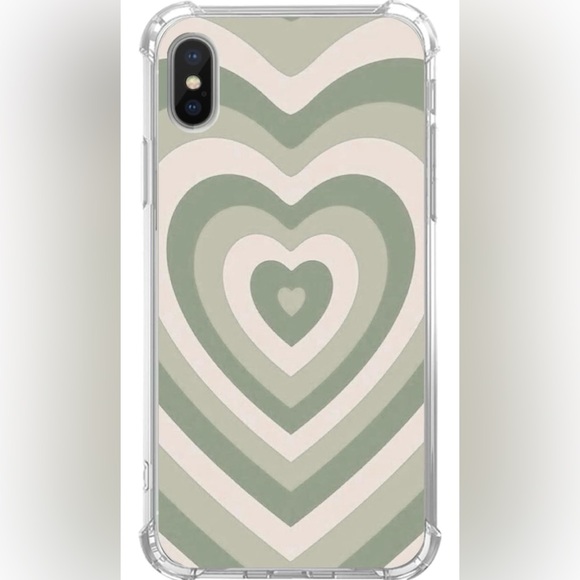Sage Green Heart Phone Case for iPhone Xs Max, Indie Aesthetic Cute Case - Picture 1 of 10